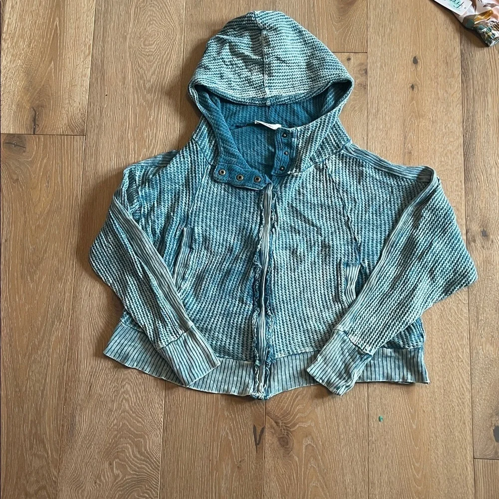 Zenana Outfitters Turquoise blue  Knit waffle long sleeve size large